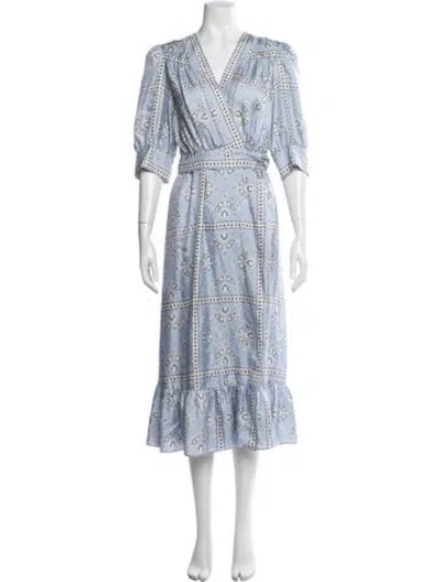 Pre-owned Sandro Silk Midi Length Dress In Blue