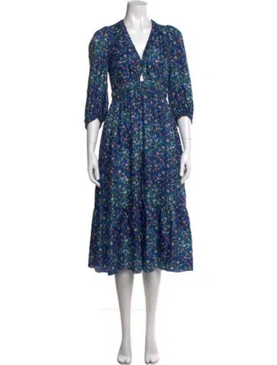 Pre-owned Sandro Silk Midi Length Dress In Blue