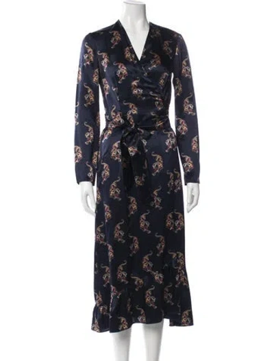 Pre-owned Sandro Silk Midi Length Dress In Blue