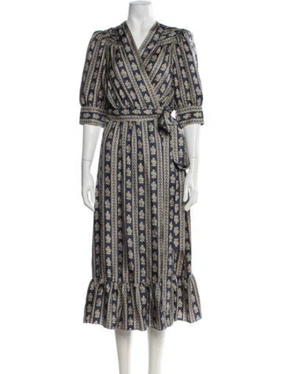 Pre-owned Sandro Silk Midi Length Dress In Blue