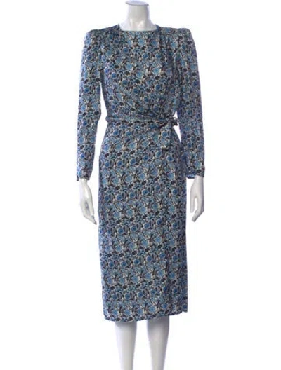 Pre-owned Sandro Silk Midi Length Dress In Blue