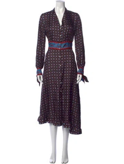 Pre-owned Sandro Silk Midi Length Dress In Blue