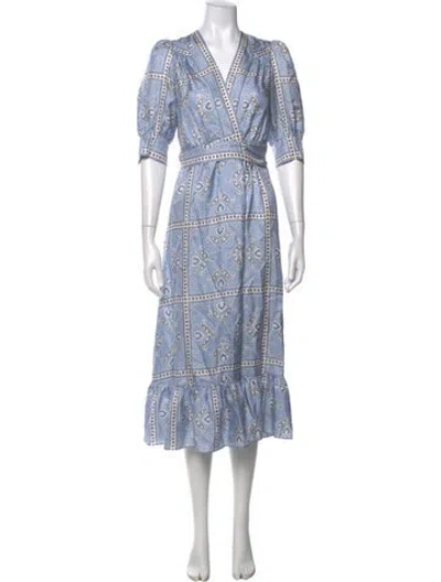 Pre-owned Sandro Silk Midi Length Dress In Blue