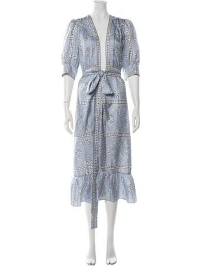 Pre-owned Sandro Silk Midi Length Dress In Blue