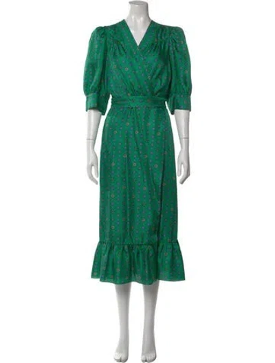 Pre-owned Sandro Silk Midi Length Dress In Green