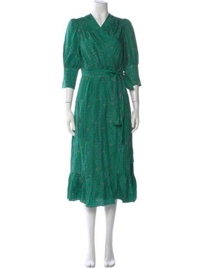 Pre-owned Sandro Silk Midi Length Dress In Green