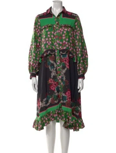 Pre-owned Sandro Silk Midi Length Dress In Green