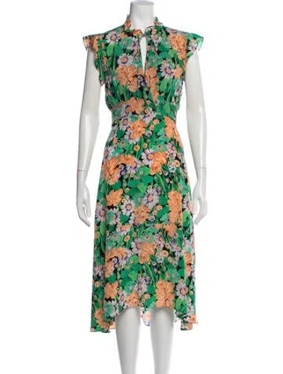Pre-owned Sandro Silk Midi Length Dress In Green