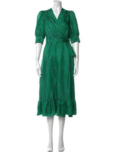 Pre-owned Sandro Silk Midi Length Dress In Green