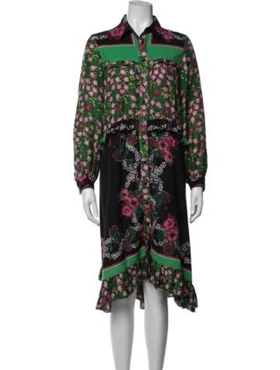 Pre-owned Sandro Silk Midi Length Dress In Green