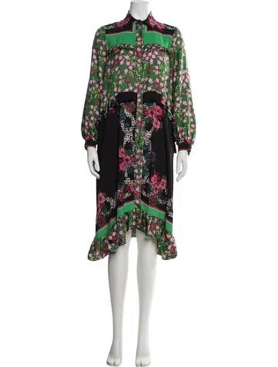 Pre-owned Sandro Silk Midi Length Dress In Green