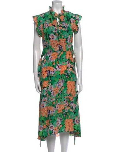 Pre-owned Sandro Silk Midi Length Dress In Multi