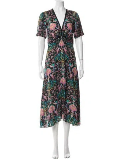 Pre-owned Sandro Silk Midi Length Dress In Multi