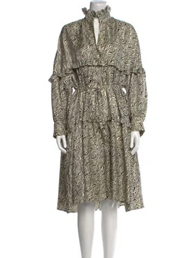 Pre-owned Sandro Silk Midi Length Dress In Neutral