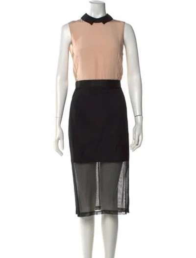 Pre-owned Sandro Silk Midi Length Dress In Neutral