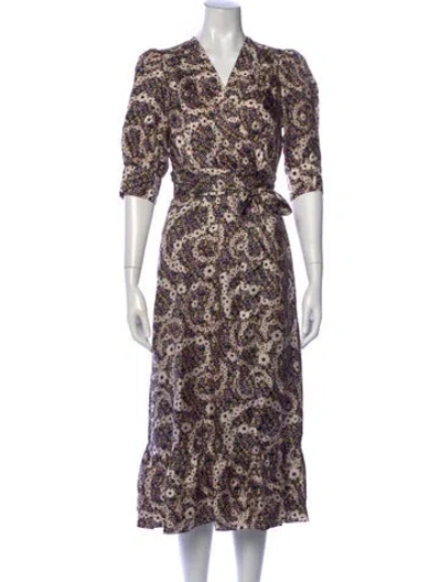 Pre-owned Sandro Silk Midi Length Dress In Neutral
