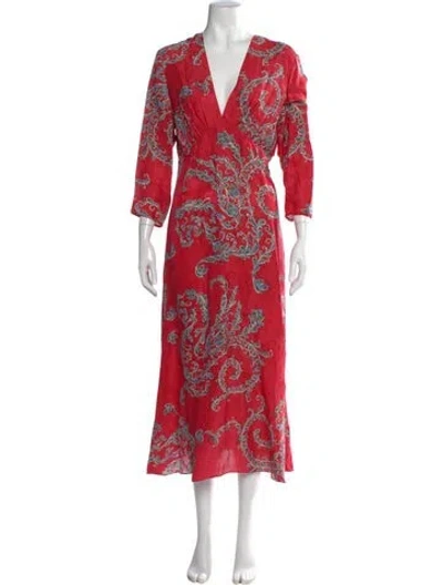 Pre-owned Sandro Silk Midi Length Dress In Red