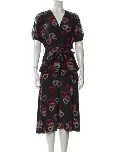 Pre-owned Sandro Silk Midi Length Dress W/ Tags In Black