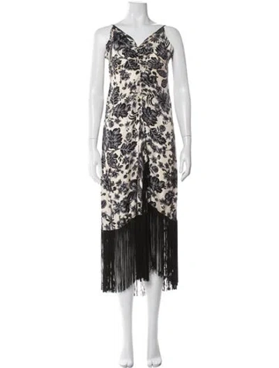 Pre-owned Sandro Silk Midi Length Dress W/ Tags In Black