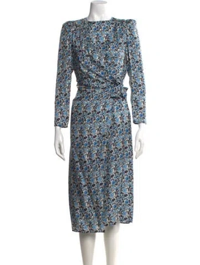 Pre-owned Sandro Silk Midi Length Dress W/ Tags In Blue