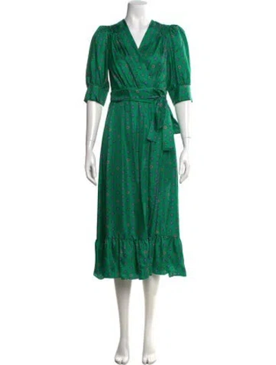 Pre-owned Sandro Silk Midi Length Dress W/ Tags In Green