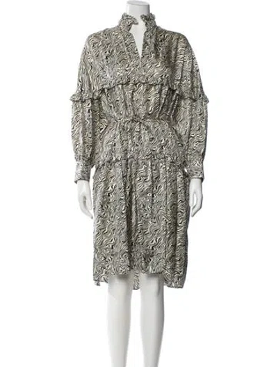 Pre-owned Sandro Silk Midi Length Dress W/ Tags In Multi