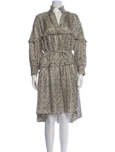 Pre-owned Sandro Silk Midi Length Dress W/ Tags In Neutral