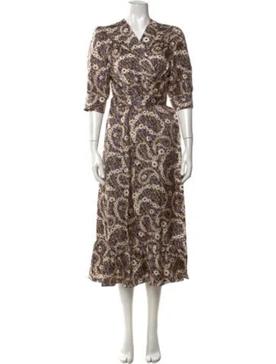 Pre-owned Sandro Silk Midi Length Dress W/ Tags In Neutrals