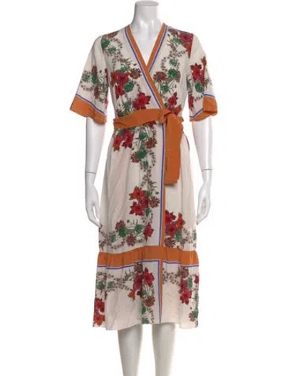 Pre-owned Sandro Silk Midi Length Dress In White