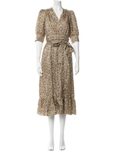 Pre-owned Sandro Silk Midi Length Dress In Yellow