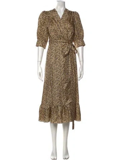 Pre-owned Sandro Silk Midi Length Dress In Yellow