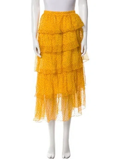 Pre-owned Sandro Silk Midi Length Skirt W/ Tags In Yellow