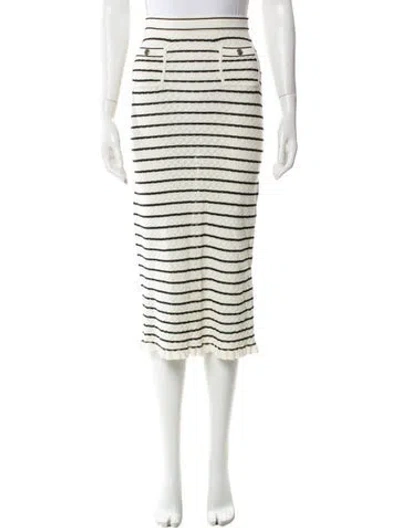 Pre-owned Sandro Silk Midi Length Skirt In White