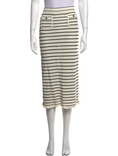 Pre-owned Sandro Silk Midi Length Skirt In White