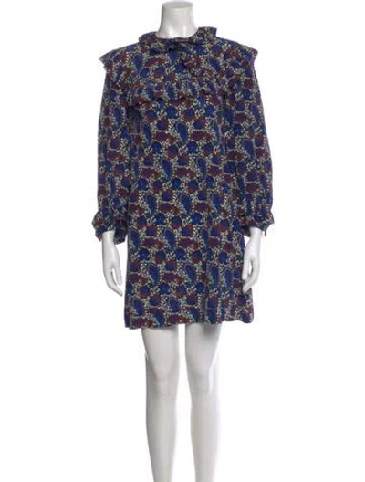 Pre-owned Sandro Silk Mini Dress In Blue