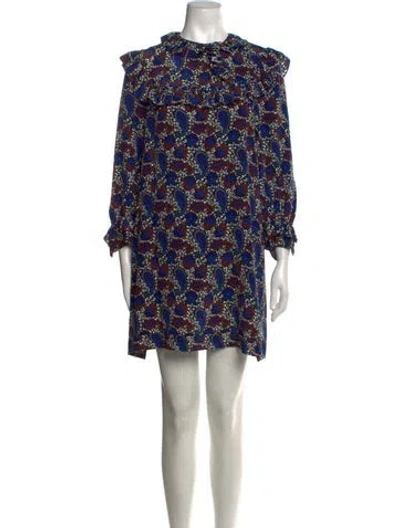 Pre-owned Sandro Silk Mini Dress In Blue