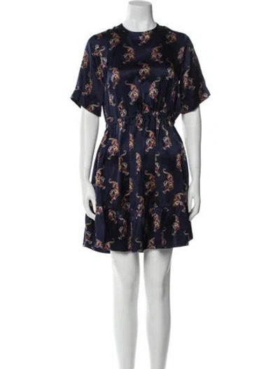 Pre-owned Sandro Silk Mini Dress In Blue