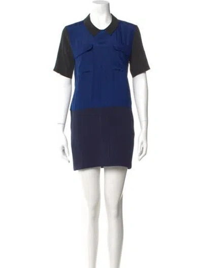 Pre-owned Sandro Silk Mini Dress In Blue