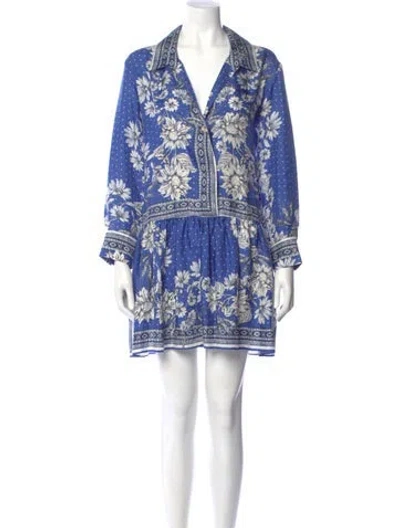 Pre-owned Sandro Silk Mini Dress In Blue