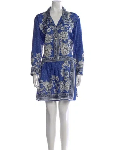 Pre-owned Sandro Silk Mini Dress In Blue