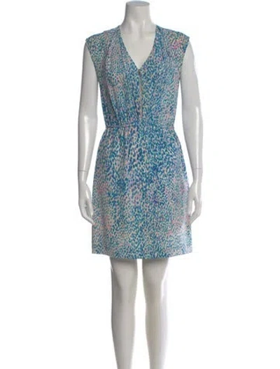 Pre-owned Sandro Silk Mini Dress In Blue