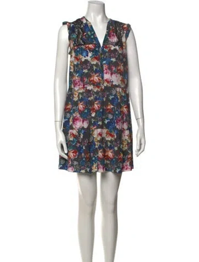 Pre-owned Sandro Silk Mini Dress In Blue