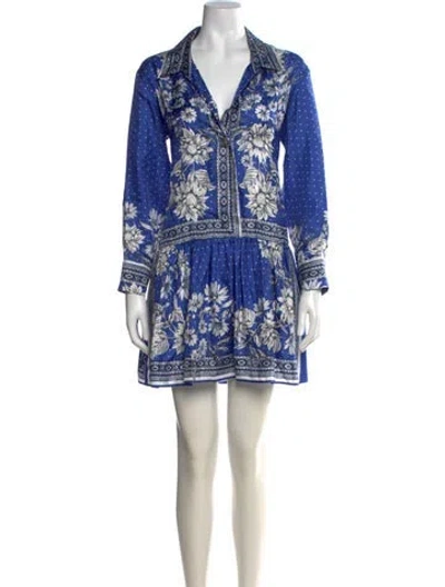 Pre-owned Sandro Silk Mini Dress In Blue