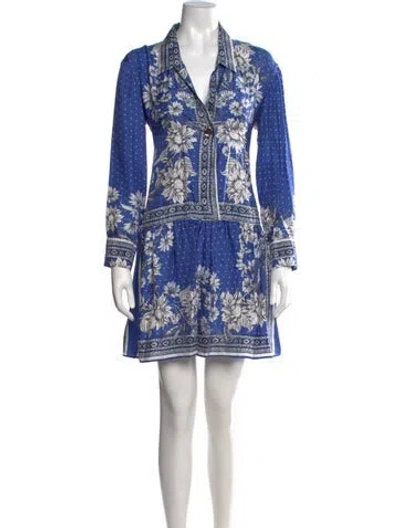 Pre-owned Sandro Silk Mini Dress In Blue