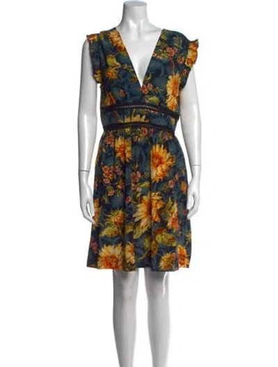 Pre-owned Sandro Silk Mini Dress In Blue