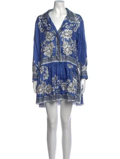 Pre-owned Sandro Silk Mini Dress In Blue