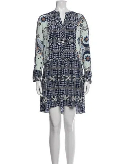 Pre-owned Sandro Silk Mini Dress In Blue/white