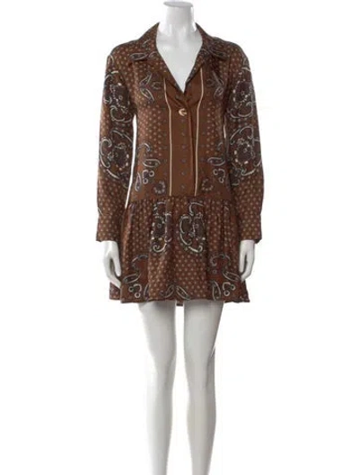Pre-owned Sandro Silk Mini Dress In Brown