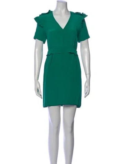 Pre-owned Sandro Silk Mini Dress In Green
