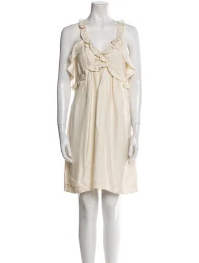 Pre-owned Sandro Silk Mini Dress In Neutral